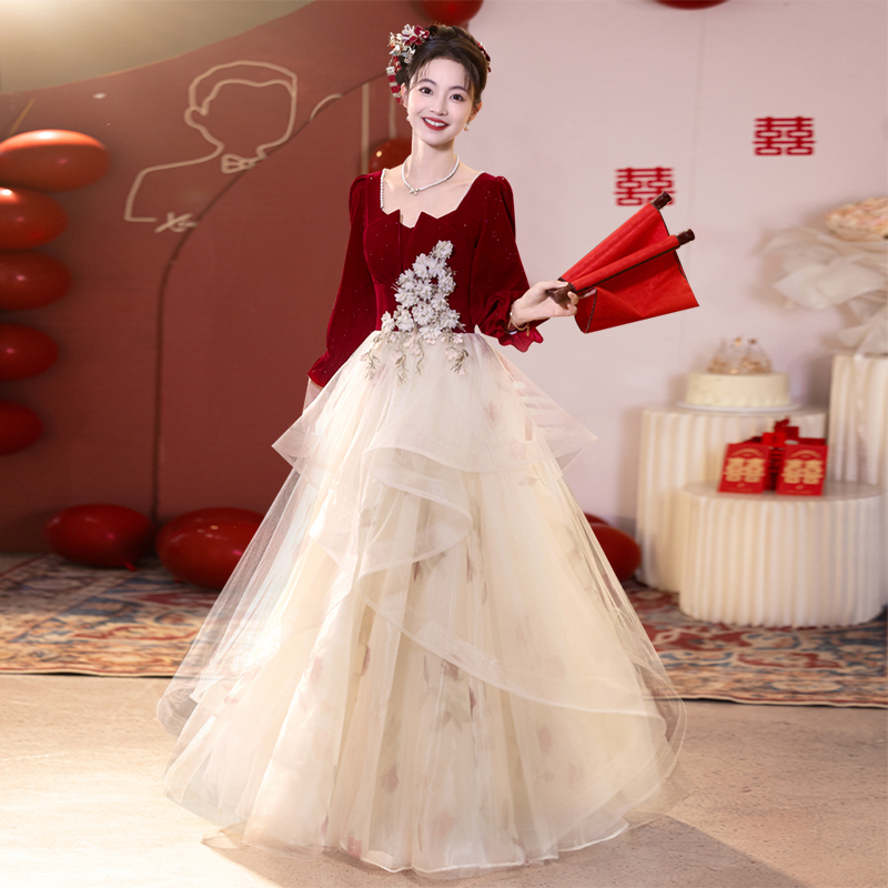 Plus-Size Toast Dress for Bride 2026 New Style Light Luxury Niche Engagement Evening Dress High-End Wedding Banquet with a Sense of Sophistication
