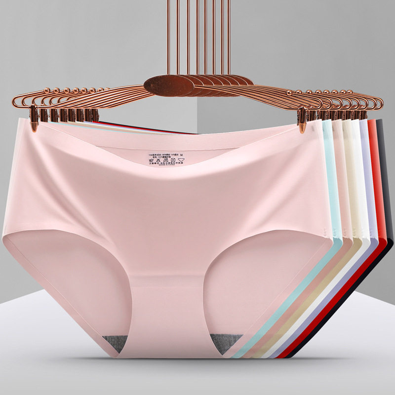 8-pack of seamless underwear women's mid-waist solid color thin section Xia Bingsi women's underwear head one piece cotton briefs