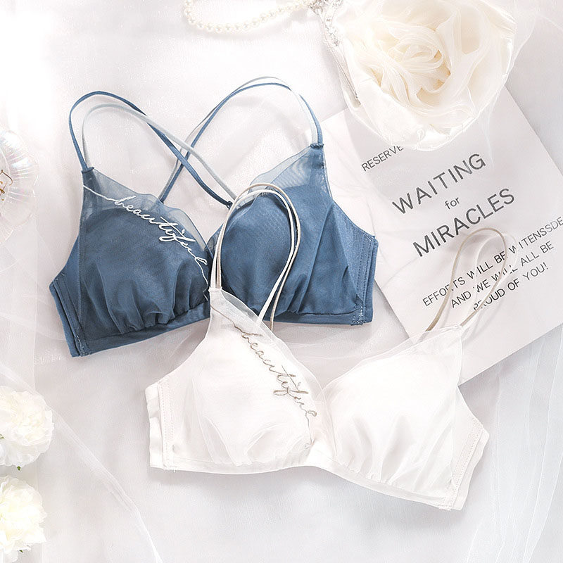 Thin sexy beautiful back underwear women's small breasts gather no steel ring on the collection side breasts big breasts show small adjustment underwear