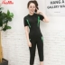 Áo tắm nữ kích thước lớn tay ngắn chia bảy quần snorkeling áo tắm của phụ nữ áo khóa kéo bảo thủ che bụng boxer áo tắm đồ bơi nữ 2 mảnh kín đáo Bộ đồ bơi hai mảnh