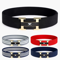 35mm net red big child teenagers with elastic waist belt first high school college student rubber band No mark without Le belly leather belt