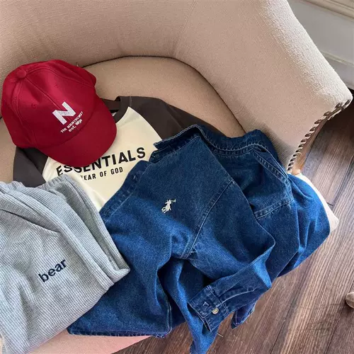 Детская рубашка, джинсовая демисезонная осенняя куртка подходит для мужчин и женщин, с вышивкой