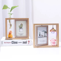 Creative Nordic personality solid wood photo frame table ins wooden double-sided frame simple modern ornaments 6 inch wash photos