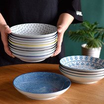 Dinner plate underglaze printing plate household ceramic hand-painted stroke plate Dinner plate soup plate photo plate