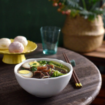 Hand style large ceramic bowl Bowl under glaze carved Vintage heavy Vintage tableware with shape wave bowl mouth