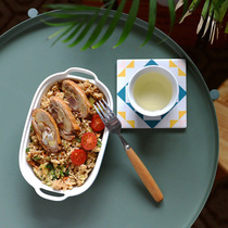 Nordic simple baked rice plate oven plate ceramic plate elegant fresh tableware plate cheese baked rice plate