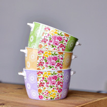 French Emilio Robba design Ceramic binaural bowl Baking bowl French dessert bowl Birds nest bowl Pudding bowl Meal bowl