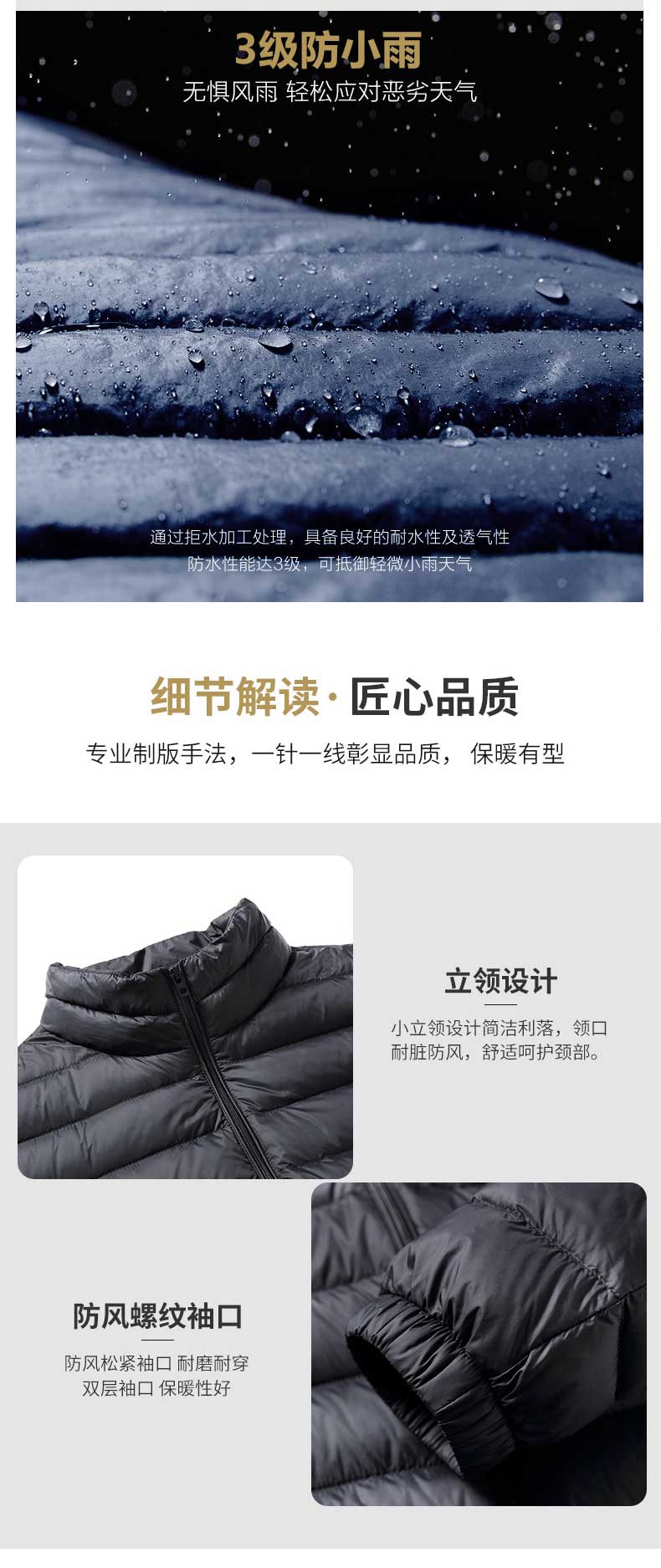 反季好价 雪中飞 2020年新款 90%白鸭绒 男士轻薄羽绒服 图3