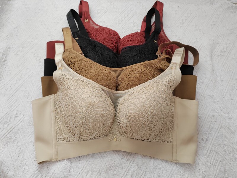 100% Feel Thin Cotton Underwear B Cup Soft Underwire Side Gathering Mulberry Silk 100% Feel Bandeau
