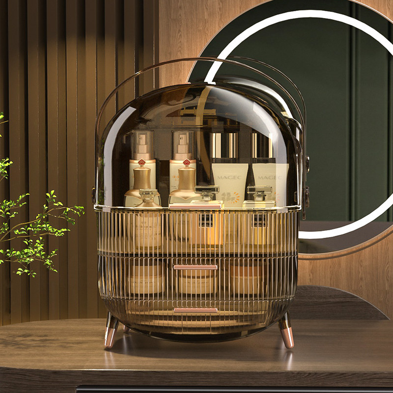 kaman light and luxurious cosmetic containing box dust-proof tabletop makeup case dressing table mouth red box skin-care products shelf-Taobao