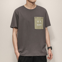 Antarctic people 2020 summer loose round neck mens short-sleeved t-shirt new Korean version of the trend half-sleeve personality base shirt C