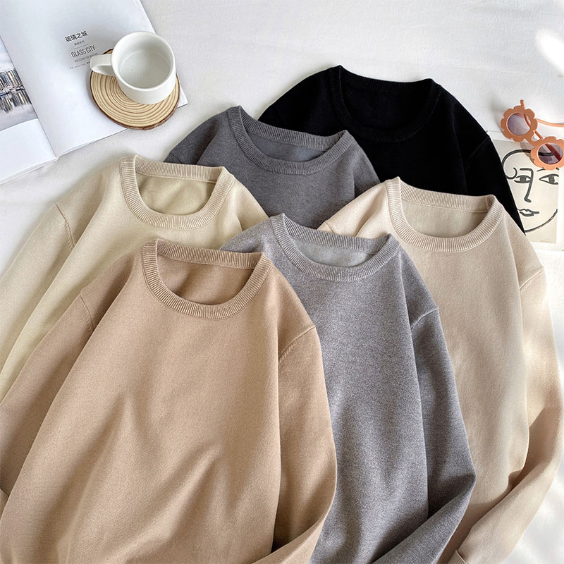 Long sleeve sweater 2022 spring autumn season new men's trend Semi-high collar wool thread round collar bottom-knitted sweatshirt autumn clothing C