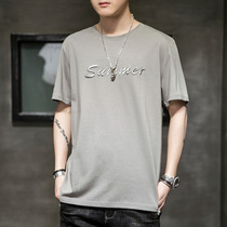 Mens short-sleeved t-shirt trend loose 2022 summer new ins super hot tide brand couple half-sleeved Hong Kong style spring dress C