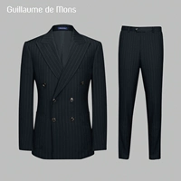 Австралийская чистая шерсть, скрытый синий цвет два -купюр [топ+брюки]