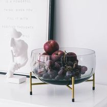 Light luxury European glass fruit plate creative modern simple living room household personality Nordic large fruit basin coffee table ornaments