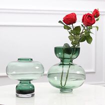 Glass Danish vase Nordic transparent hydroponic vase Simple glass flower arrangement soft living room ornaments Light luxury
