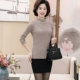 Áo len mùa thu và mùa đông cho mẹ 40-50 tuổi ngắn cộng với nhung dày của phụ nữ trung niên quần đáy áo dài tay
