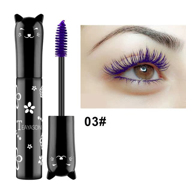 TEAYASON mascara màu không thấm nước siêu sợi dài mã hóa bột uốn trắng tím xanh cà phê nâu lắc cùng âm thanh - Kem Mascara / Revitalash mascara the face shop