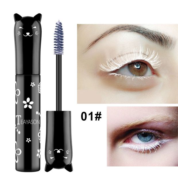 TEAYASON mascara màu không thấm nước siêu sợi dài mã hóa bột uốn trắng tím xanh cà phê nâu lắc cùng âm thanh - Kem Mascara / Revitalash mascara the face shop
