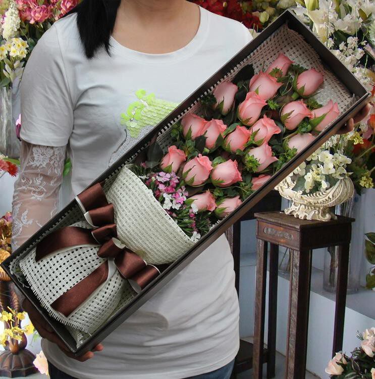 Rose gift box Jiangxi Pingxiang Municipal lotus Upper chestnut Luxi County Tongcheng Fresh flower shop Express Valentine's Day delivery to the door