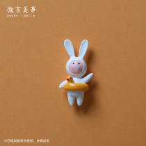 Swimming long-eared rabbit pushpins Cork wooden board staples nail nail nail photo portrait creative personality cartoon cute resin customization