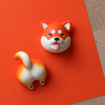 1 set of 2 chai dogs head-to-head Nails Creative Cartoon Cute Ins soft wood boards decorated with handmade colored magnetic stickup