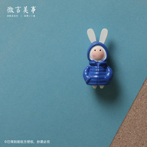 Wear blue down jacket long-eared rabbit pins cork wall decoration cartoon cute felt Board creative press nail