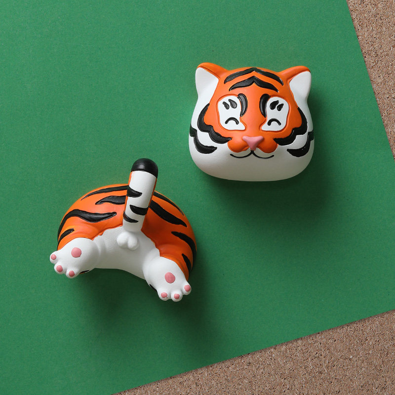 2022 New Year Tiger decoration Nails Cartoon Adorable Press Nail Soft Plank Felt Decorated with Magnetic Stick Fridge Sticker-Taobao