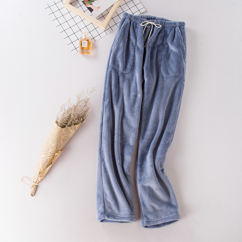 Flannel Pyjama Nam và nữ Winter Winter Thicken Plus Velvet Cặp đôi Quần nhà Kích thước lớn Quần âu Quần nhà quần sịp nam