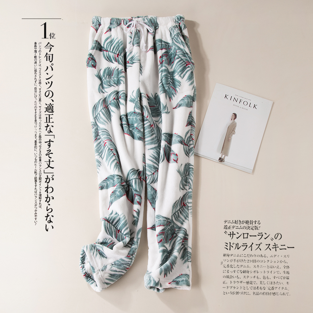 Mùa thu và mùa đông phụ nữ flannel pyjama quần kích thước lớn dày lông cừu san hô quần quần giản dị cặp vợ chồng nhà dễ thương quần short nữ