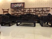 Zambian Blood Sandalwood Six-piece Sofa Set Full of Carved Lotus