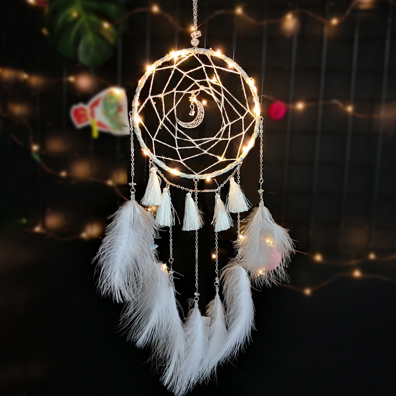 Girl heart catching dream net hanging ornament wind chime handmade diy material bao sen department shop patch poker dream net pendant birthday gift