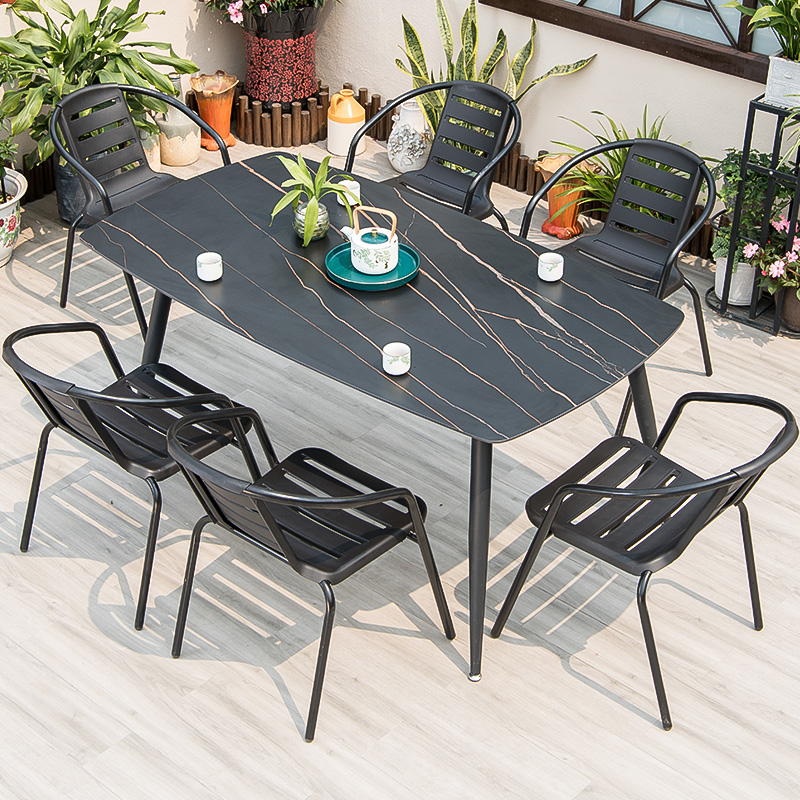 Outdoor Table And Chairs Patio Rock Plate Waterproof Sunscreen Outdoor Leisure Combined Terrace Modern Villa Garden Balcony Outside