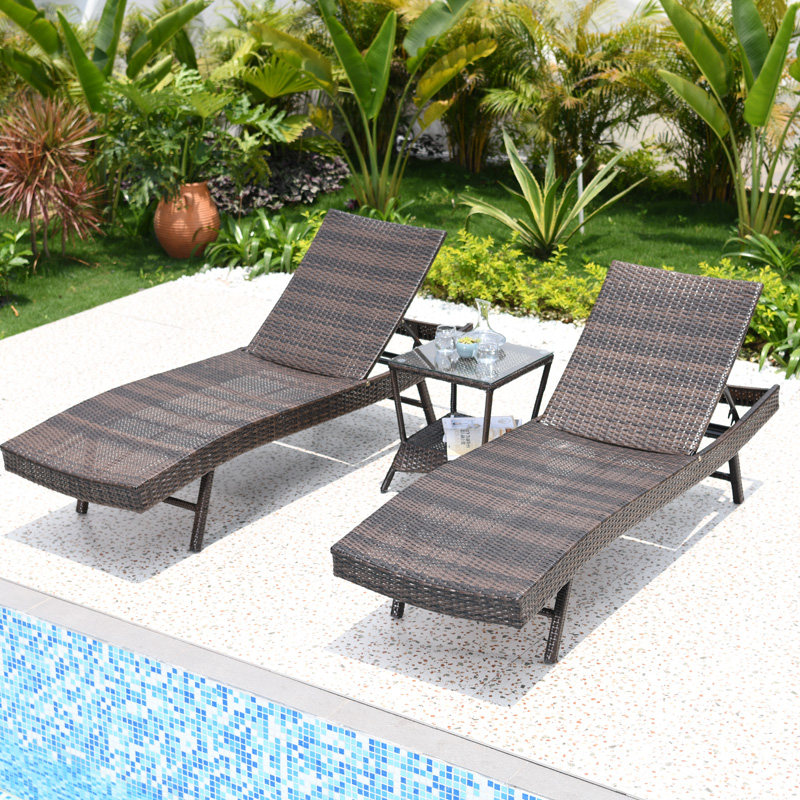 Outdoor Lounge Chair Tea Table Combined Terrace Open Air Casual Rattan Chair Outdoor Villa Courtyard Garden Garden Pool Deck Bed