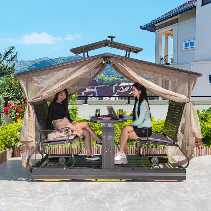 Garden swing solar four-person power rocking chair garden outdoor rocking chair outdoor garden balcony swing rocking chair