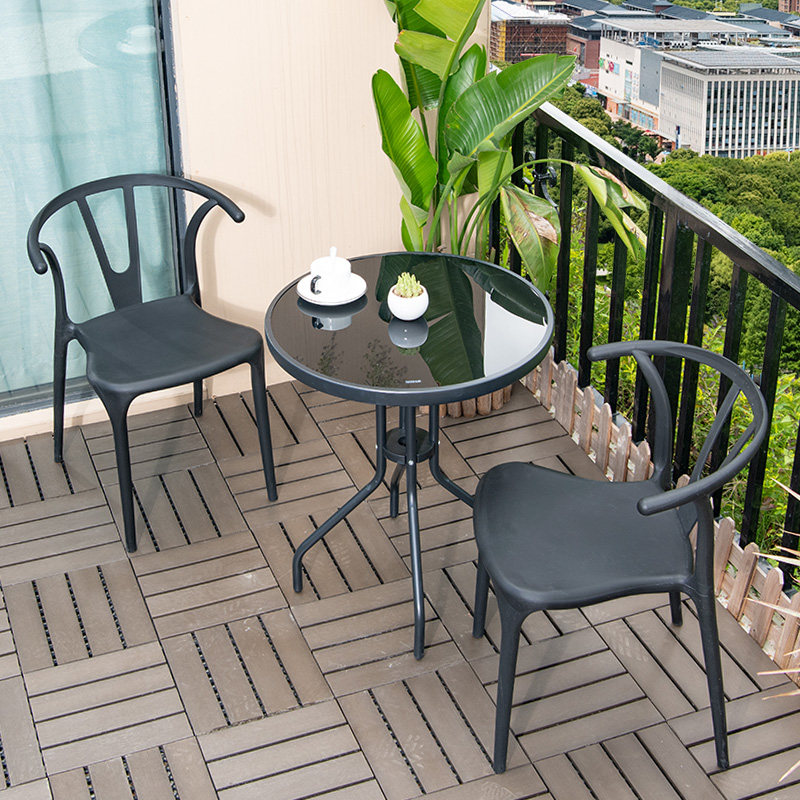 Balcony small table and chair three-piece set home outdoor roof terrace courtyard outdoor garden leisure plastic coffee table