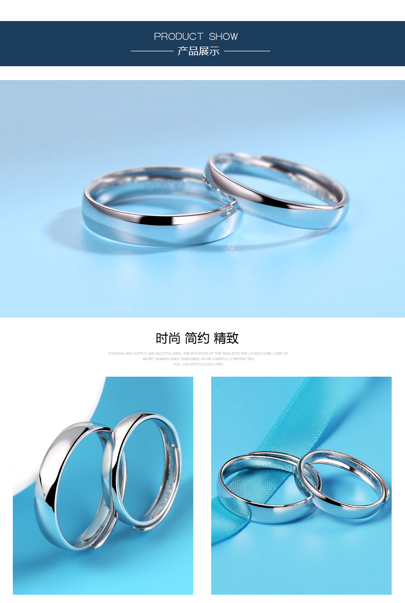 Natasha sterling silver glossy nhẫn quyến rũ chặt chẽ couple trên chiếc nhẫn mịn khuôn mặt nam và nữ sinh viên đơn giản chữ