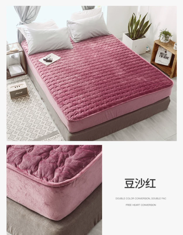 Giường dày một mảnh cộng với nhung trải giường nhung san hô nhung bông mùa đông pha lê nhung 1.8 Simmons nệm nệm