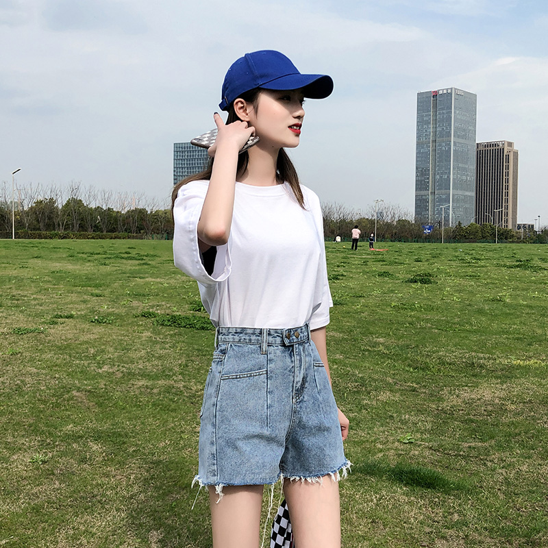 Quần short lỗ quần short denim eo cao thời trang Ti yi thời trang Hàn Quốc phiên bản 2020 của phụ nữ tinh khiết và giản dị mùa hè mới rộng