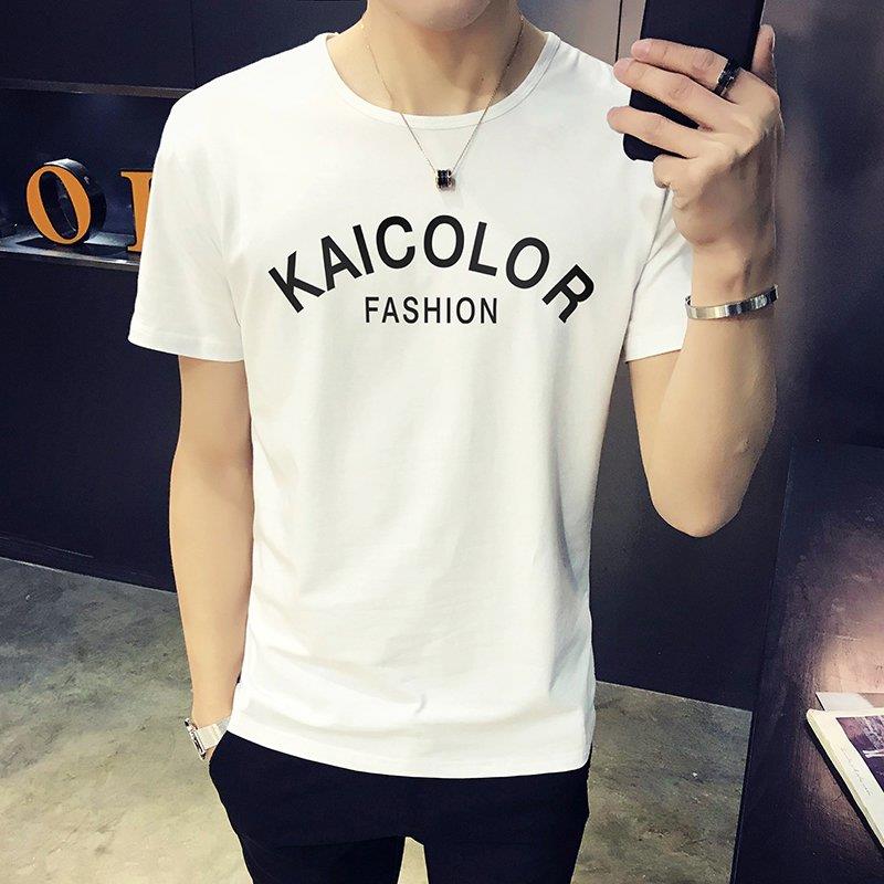 Ngắn tay 桖 trendmen mùa hè lỏng lẻo in nam t-shirt với tay áo chạm đáy lăm tay trẻ