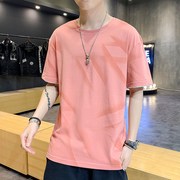 áo đáy ngắn tay nửa tay áo T mùa hè bông nam loose-fitting T-shirt trên Kartai 100 áo thun xu hướng cổ tròn nam