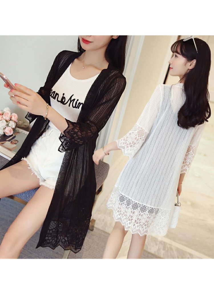 Mới ren cardigan khăn choàng khăn choàng chống nắng điều hòa không khí mùa hè của phụ nữ dài voan siêu mỏng chống nắng 2020