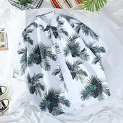 Cặp đôi Hồng Kông Gió Casual Bãi biển Hawaii Flower Vintage Kartshirt ngắn SleeveMen nam Tide Chic Loose