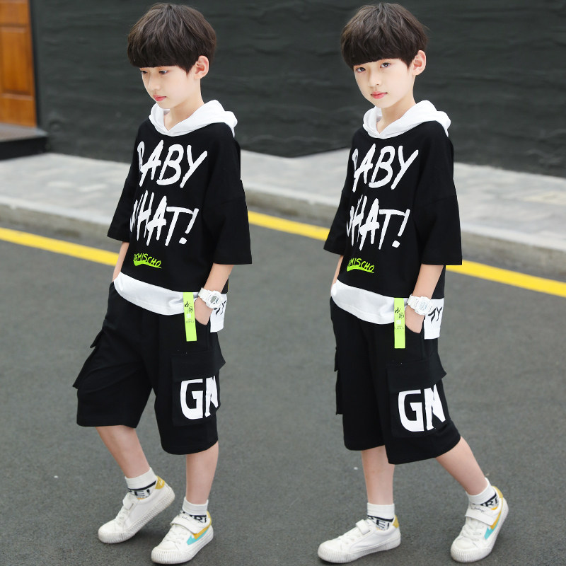 Korean children's clothing boy summer suit 2022 new thin section boy middle and big boy foreign handsome and fashionable two-piece suit
