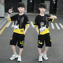 Korean boys summer suit 2022 new summer baby Han Edition short - sleeved summer handsome red two pieces