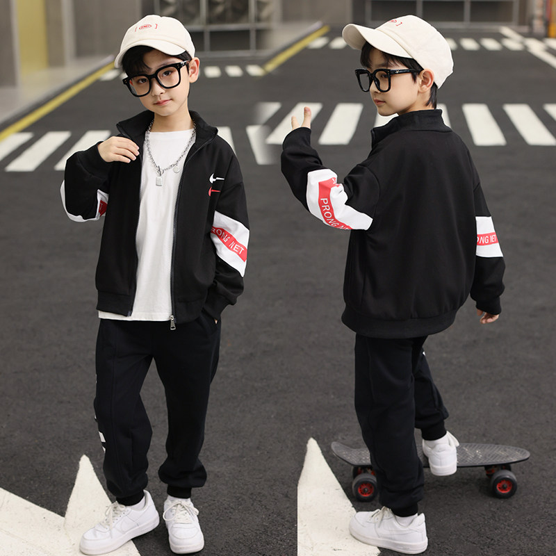Korean boy spring and autumn long-sleeved suit 2021 new Korean version of the fashionable middle-aged boy handsome sports and leisure two-piece