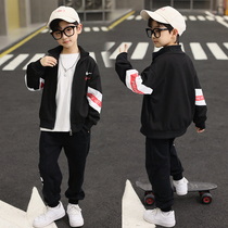 South Korean boy Spring and Autumn long sleeve suit 2021 new Korean version of the fashionable childhood sports leisure two pieces