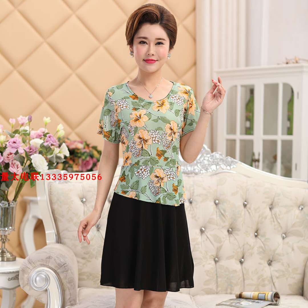 Váy mùa hè cho mẹ nữ trung niên 2019 mới 50 tuổi 40 phụ nữ trung niên váy quá gối cỡ lớn - Quần áo của mẹ thời trang tuổi trung niên u50