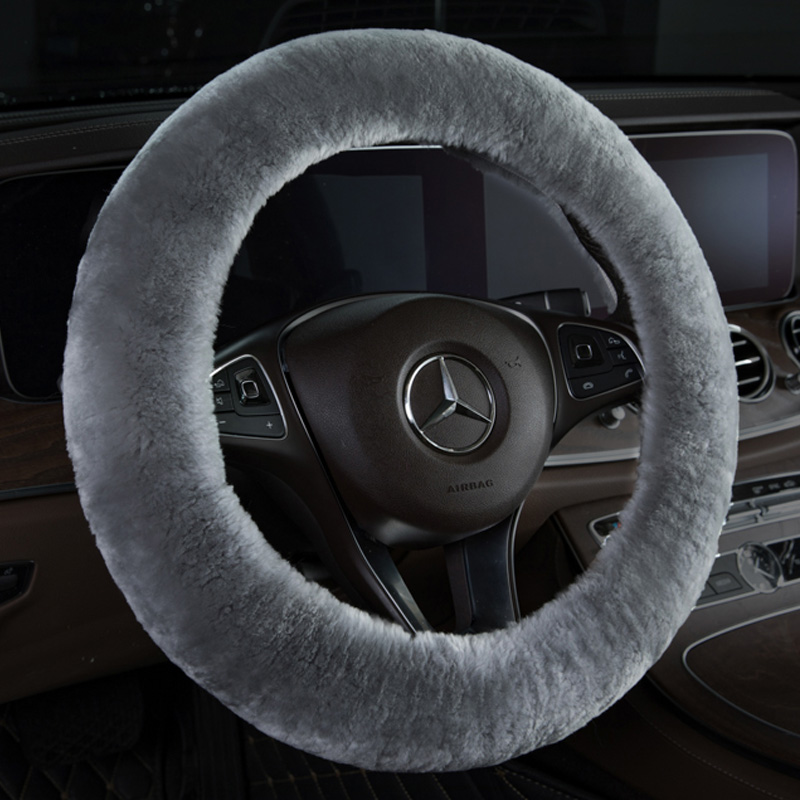 Winter pure wool car steering wheel sleeve Mercedes E-Class E200E260L E300L E320L short plush handle cover