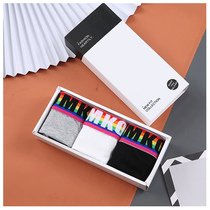 Les hands T female neutral tide Rainbow pure cotton wide edge large-code breathable four-angle triangle underwear